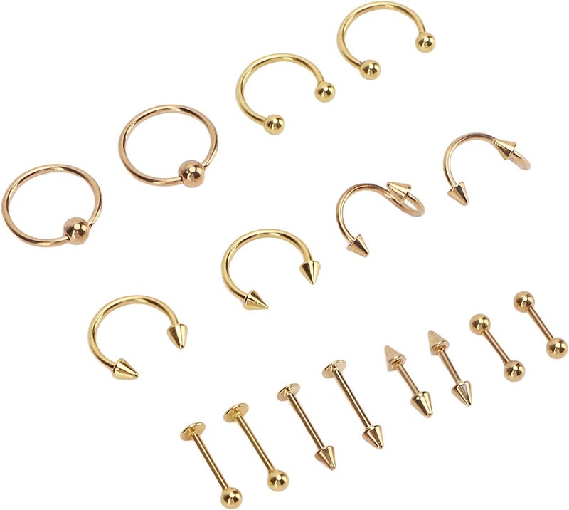 woobles Nose Rings Multipurpose Nose Stud Set Exquisite and Beautiful Safe for Everyday wear Gold - Image 1